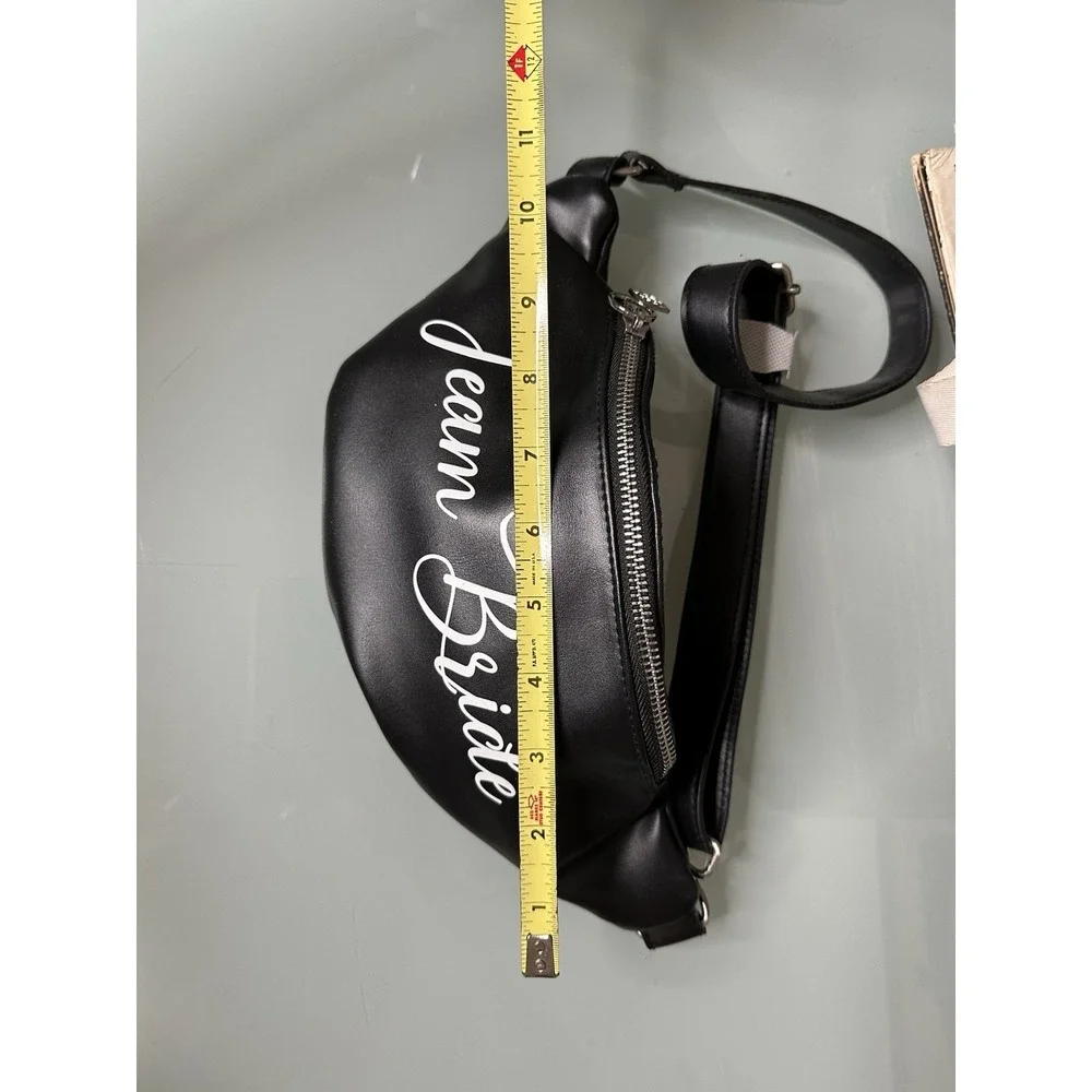 Bachelorette Party TEAM BRIDE Belt Bag Black‎ Faux Leather Diamond Ring Zipper